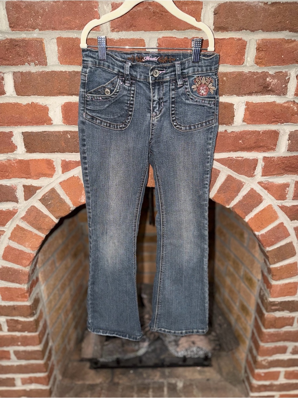 Mudd Girls Faded Blue Bootcut Jeans with Embroidered Pocket